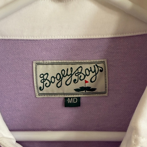 Bogey Boys Lavender Purple and White Men's Button-Down Rugby/Golf Shirt - Picture 2 of 10